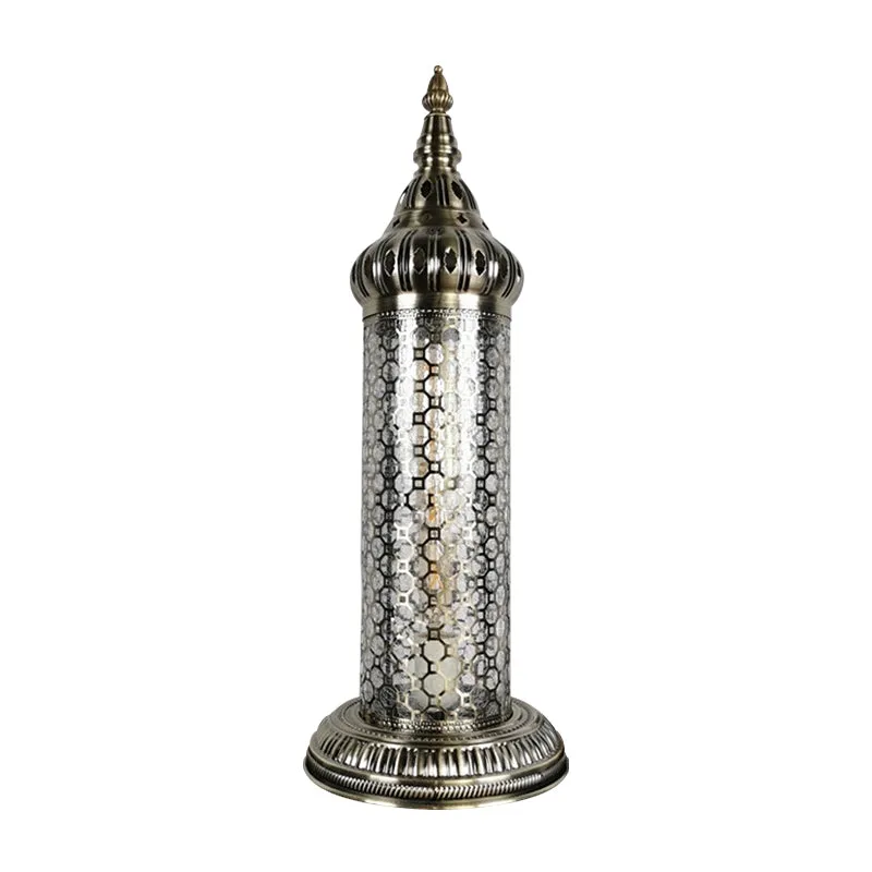 1-Light Bronze Metallic Turkey Style Cylinder Desk Lamp, 23.5"/31.5" High