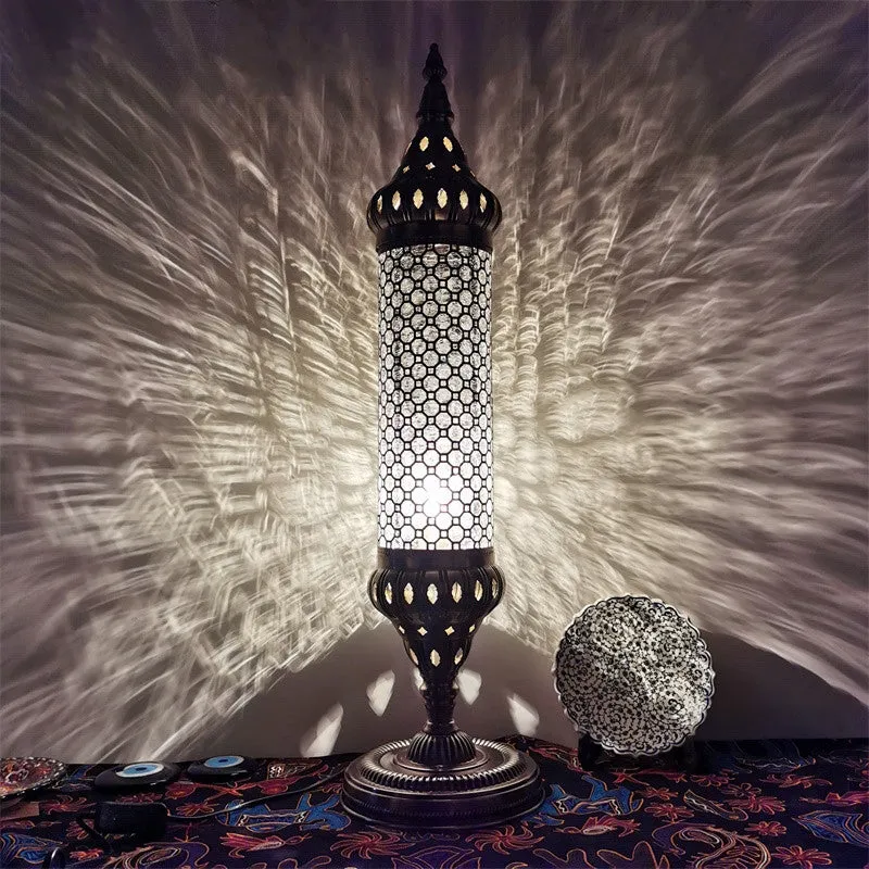 1-Light Bronze Metallic Turkey Style Cylinder Desk Lamp, 23.5"/31.5" High