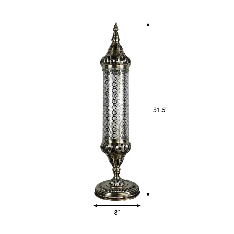 1-Light Bronze Metallic Turkey Style Cylinder Desk Lamp, 23.5"/31.5" High