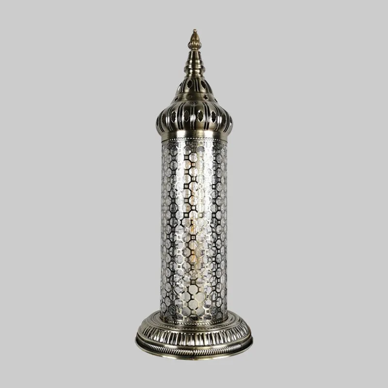 1-Light Bronze Metallic Turkey Style Cylinder Desk Lamp, 23.5"/31.5" High