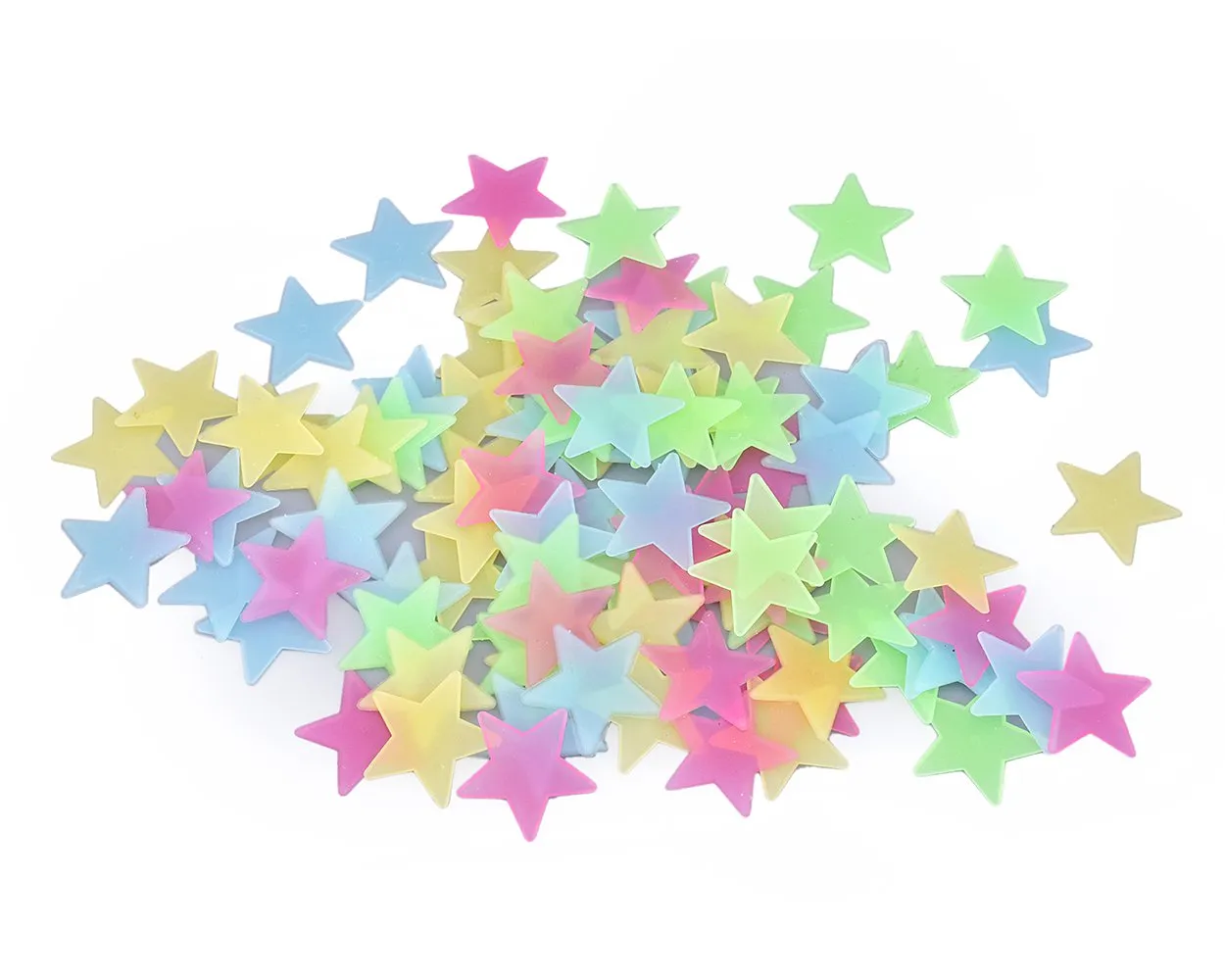 100 Pieces Luminous Star Shaped Wall Stickers for Bedroom Decoration