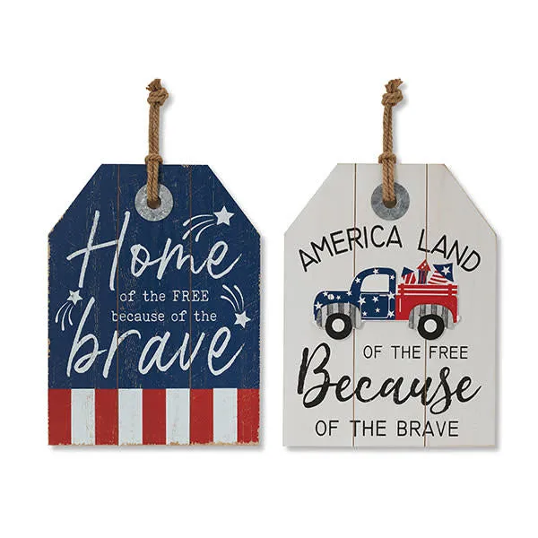 15.75"H Americana 4th of July Wall Decorations, 2 Asst