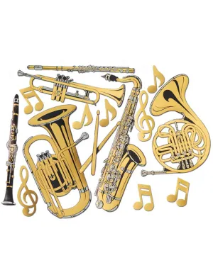 20s Gold Foil Musical Instrument Cutouts Pack of 15