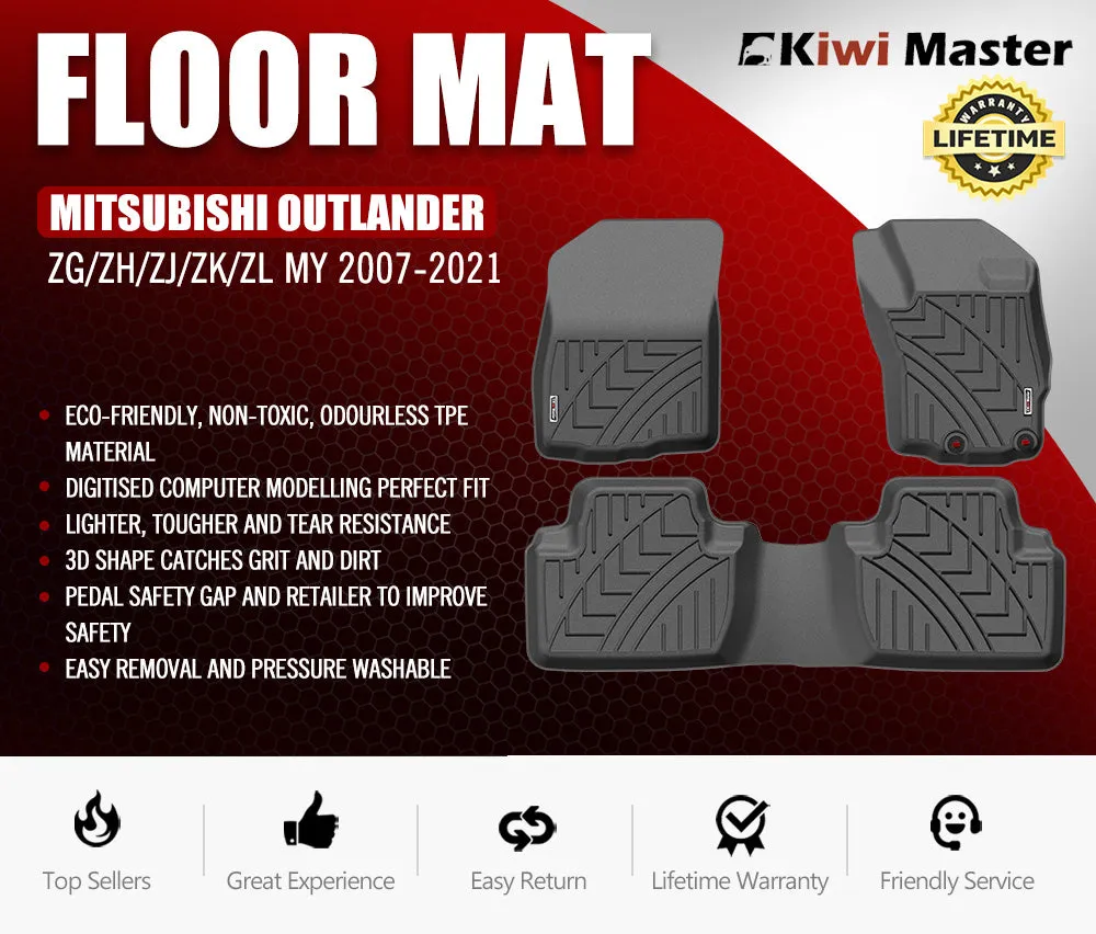 3D TPE Car Floor Mats for Mitsubishi Outlander ZG/ZH/ZJ/ZK/ZL MY 2007-2021
