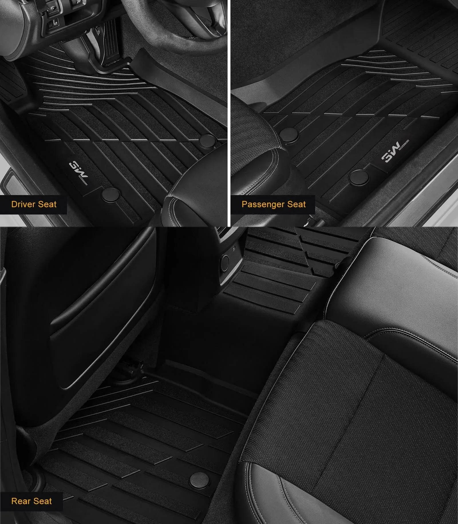 3W Cadillac XT4 2019-2025 Custom Floor Mats TPE Material & All-Weather Protection