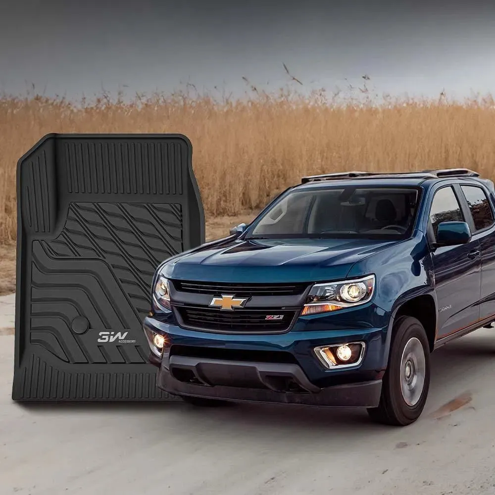 3W Chevy / Chevrolet Colorado Crew Cab / GMC Canyon Crew Cab 2015-2022 Custom Floor Mats TPE Material & All-Weather Protection