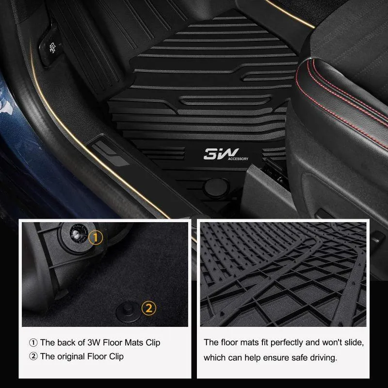 3W Ford Bronco Sport 2021-2024 Floor Mats TPE Material & All-Weather Protection