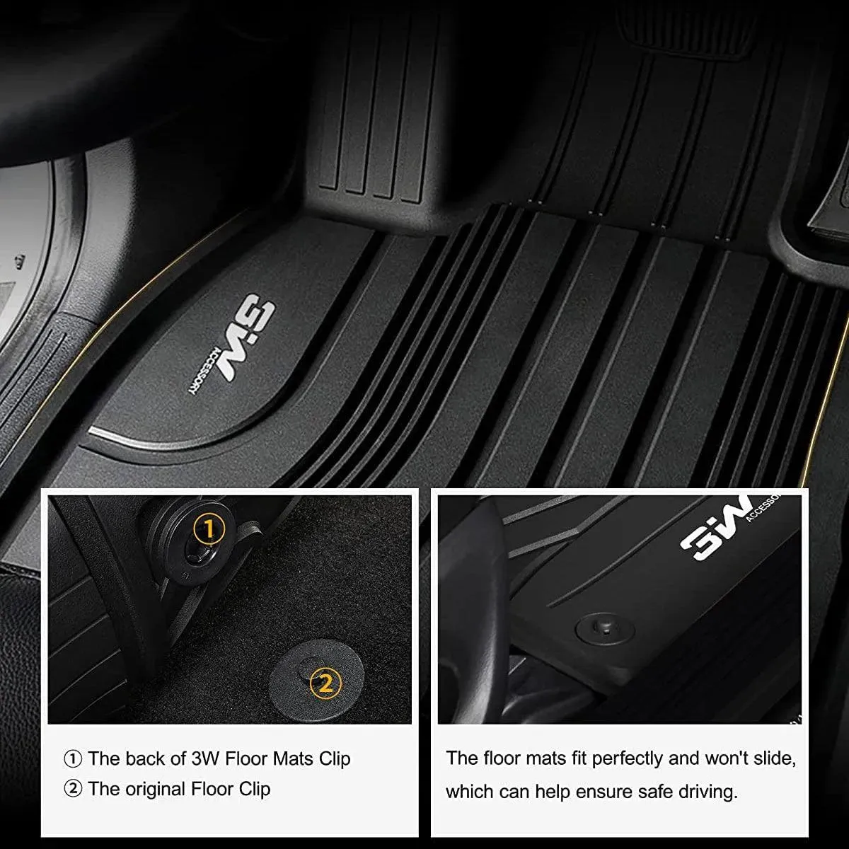 3W Hyundai Tucson 2022-2025 (Not for Hybrid) Custom Floor Mats TPE Material & All-Weather Protection