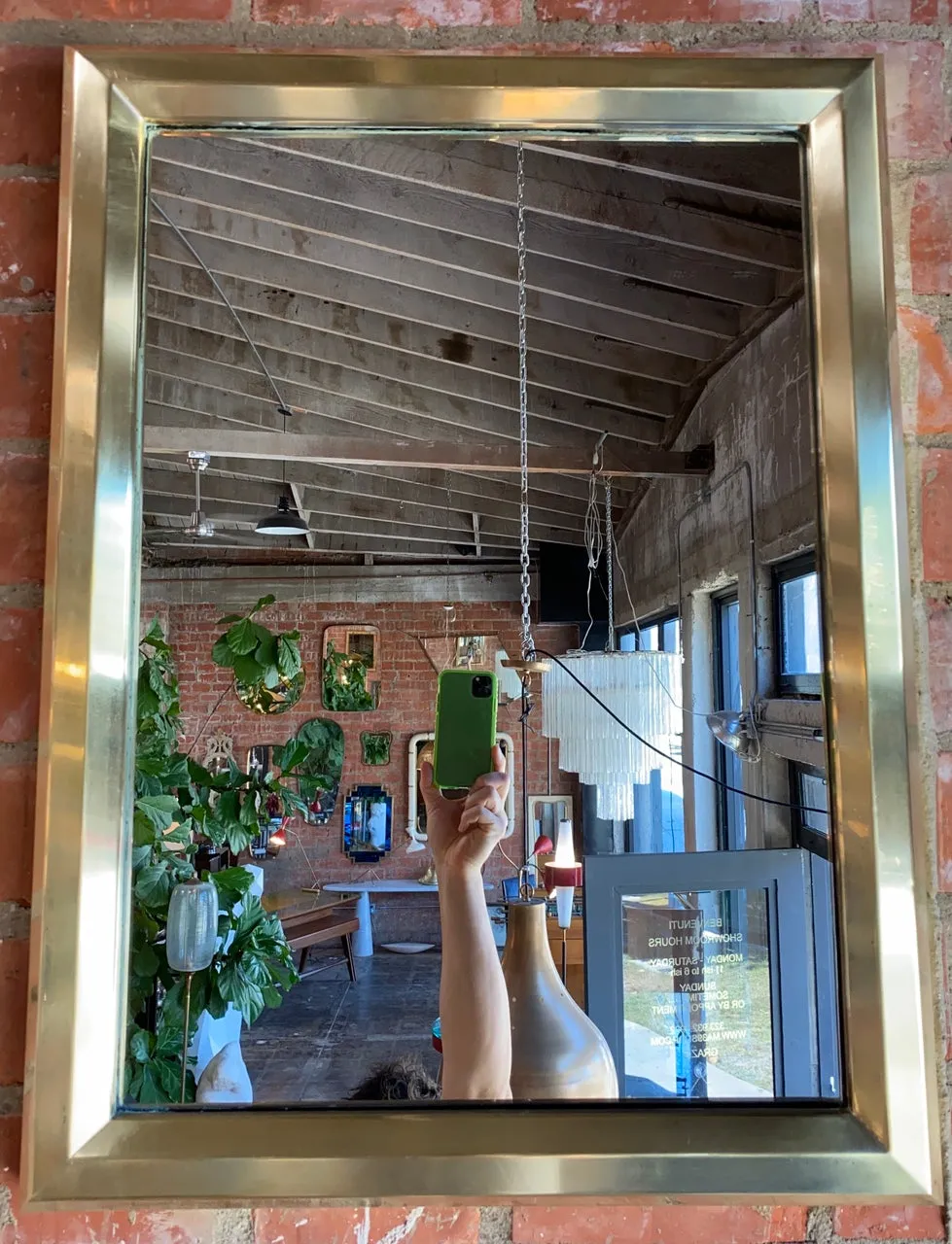 A Fine French 1970's Mirror Brass Casting Framed by Maison. Jansen
