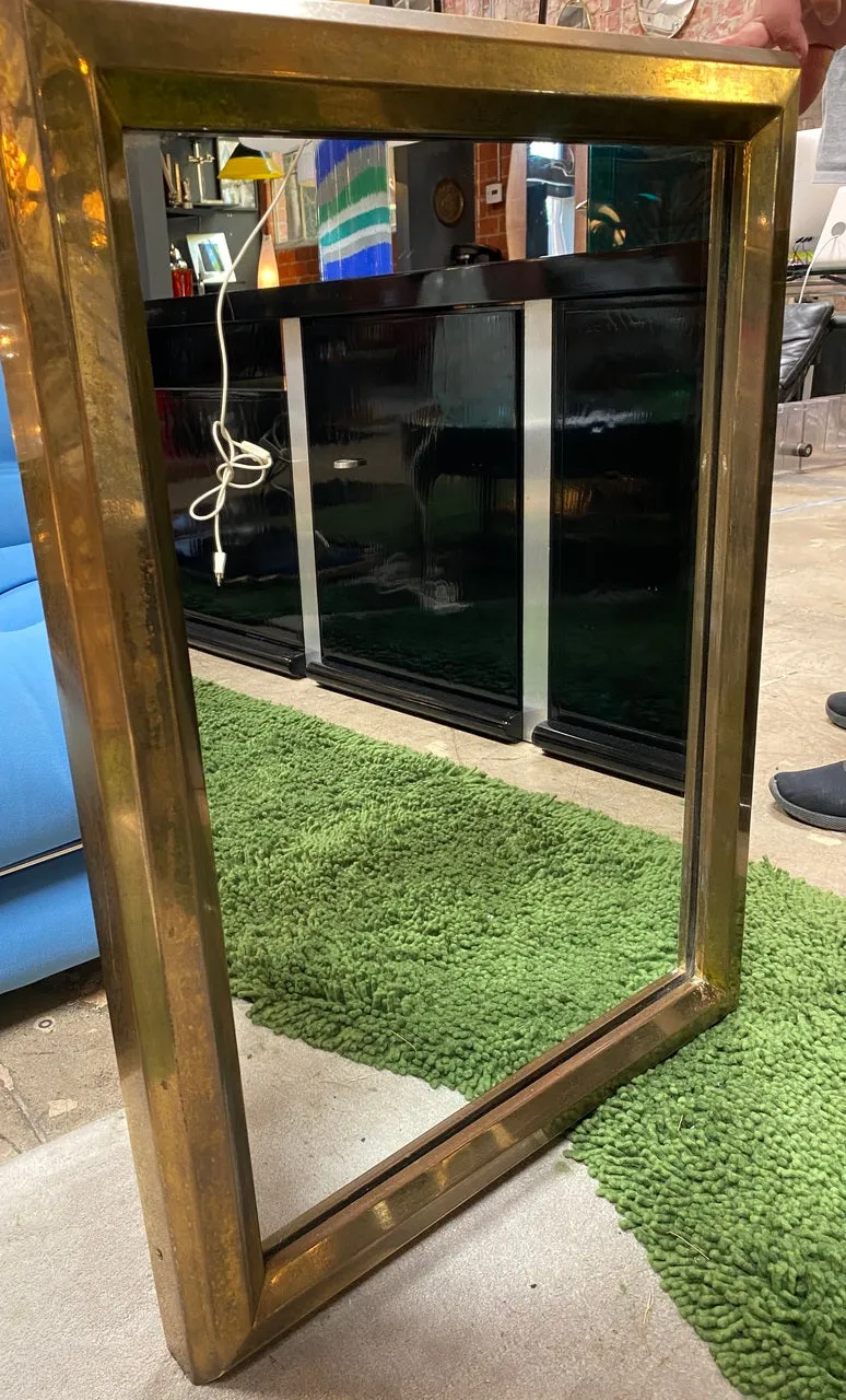 A Fine French 1970's Mirror Brass Casting Framed by Maison. Jansen