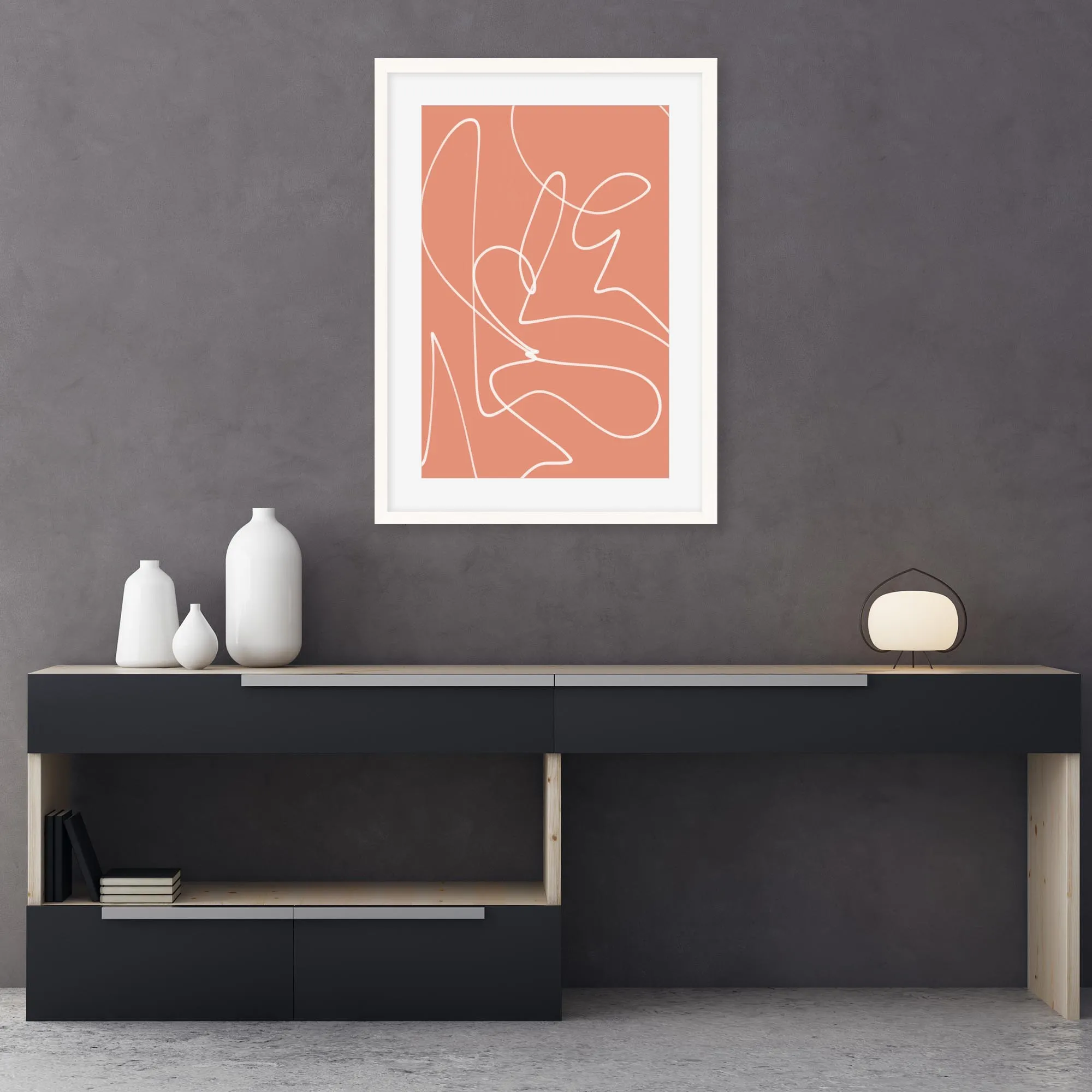 Abstract Line Scribble Framed Art