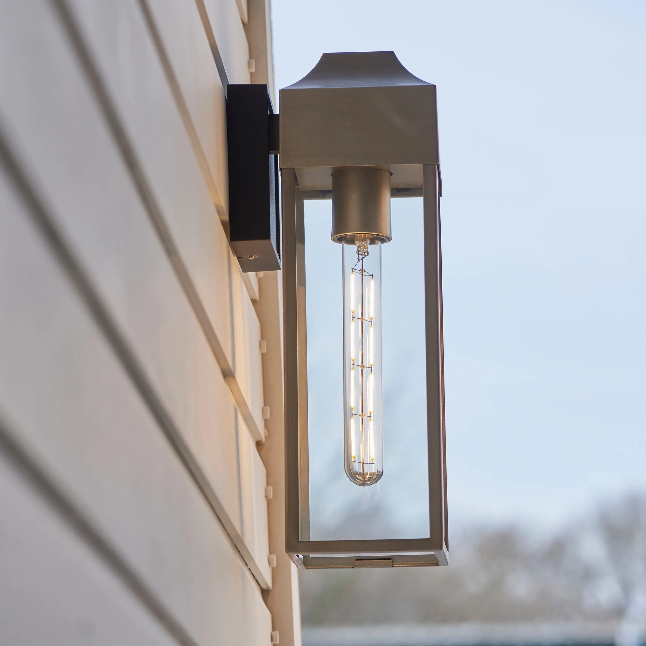 Amos Lotus Outdoor Wall Light Brushed Silver