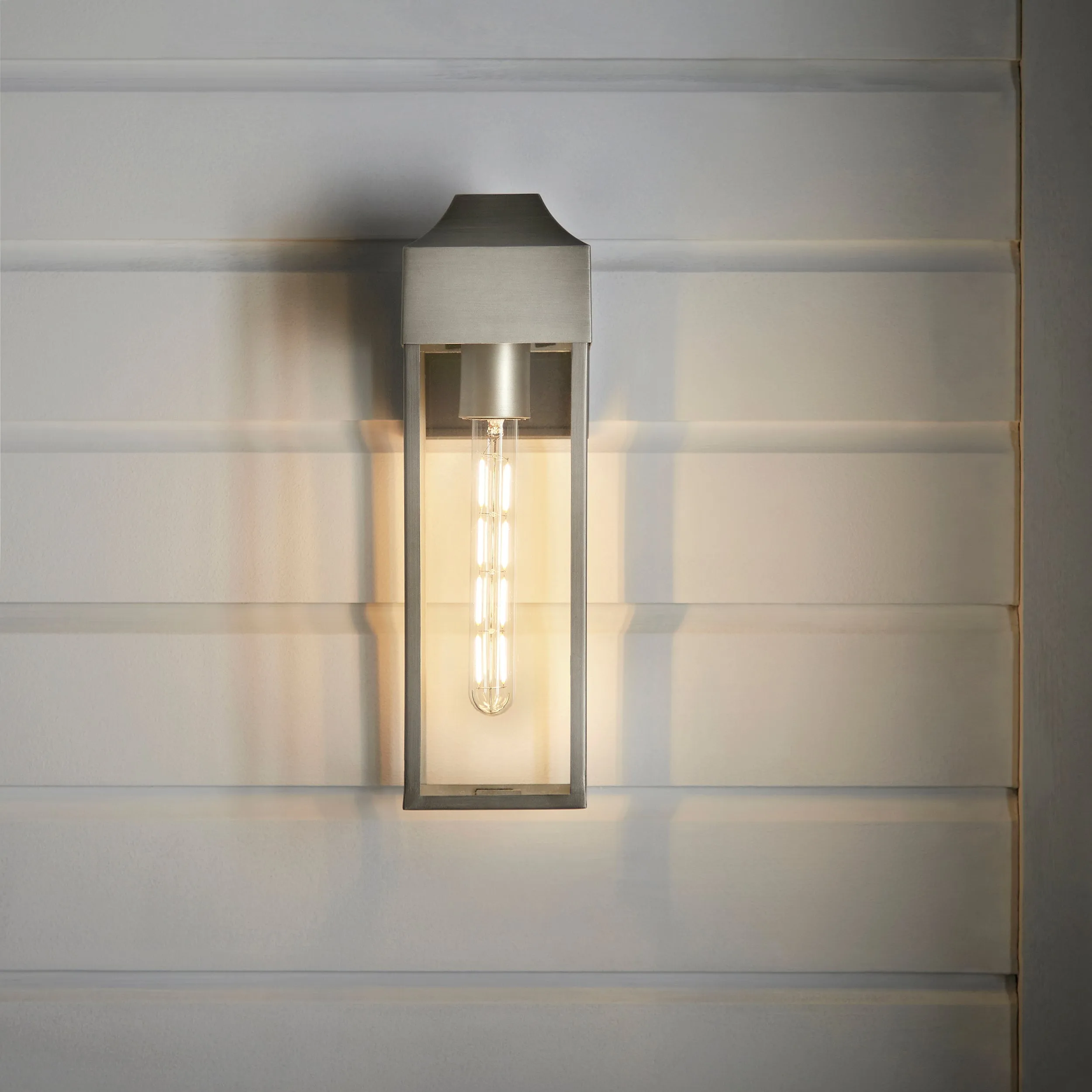 Amos Lotus Outdoor Wall Light Brushed Silver
