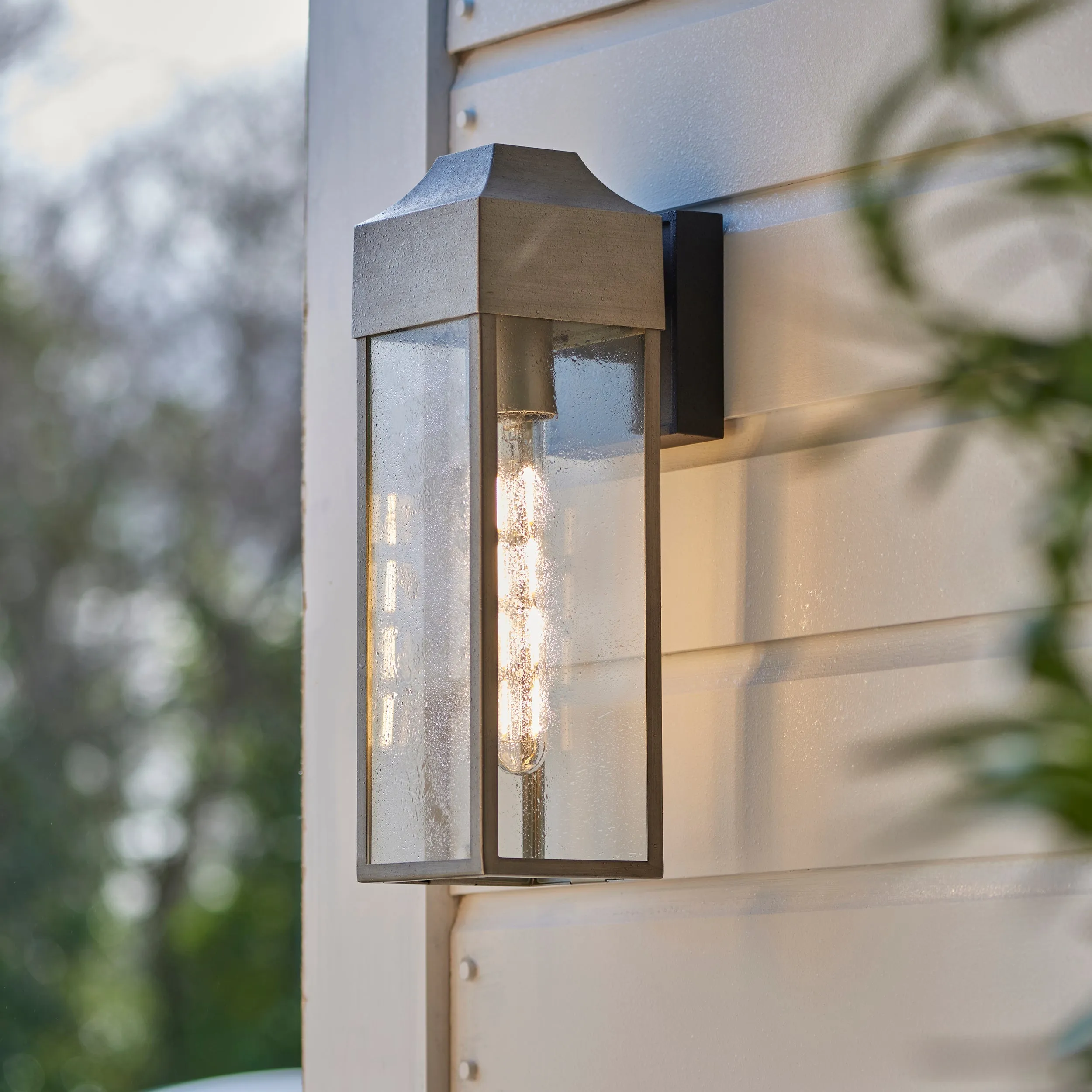 Amos Lotus Outdoor Wall Light Brushed Silver