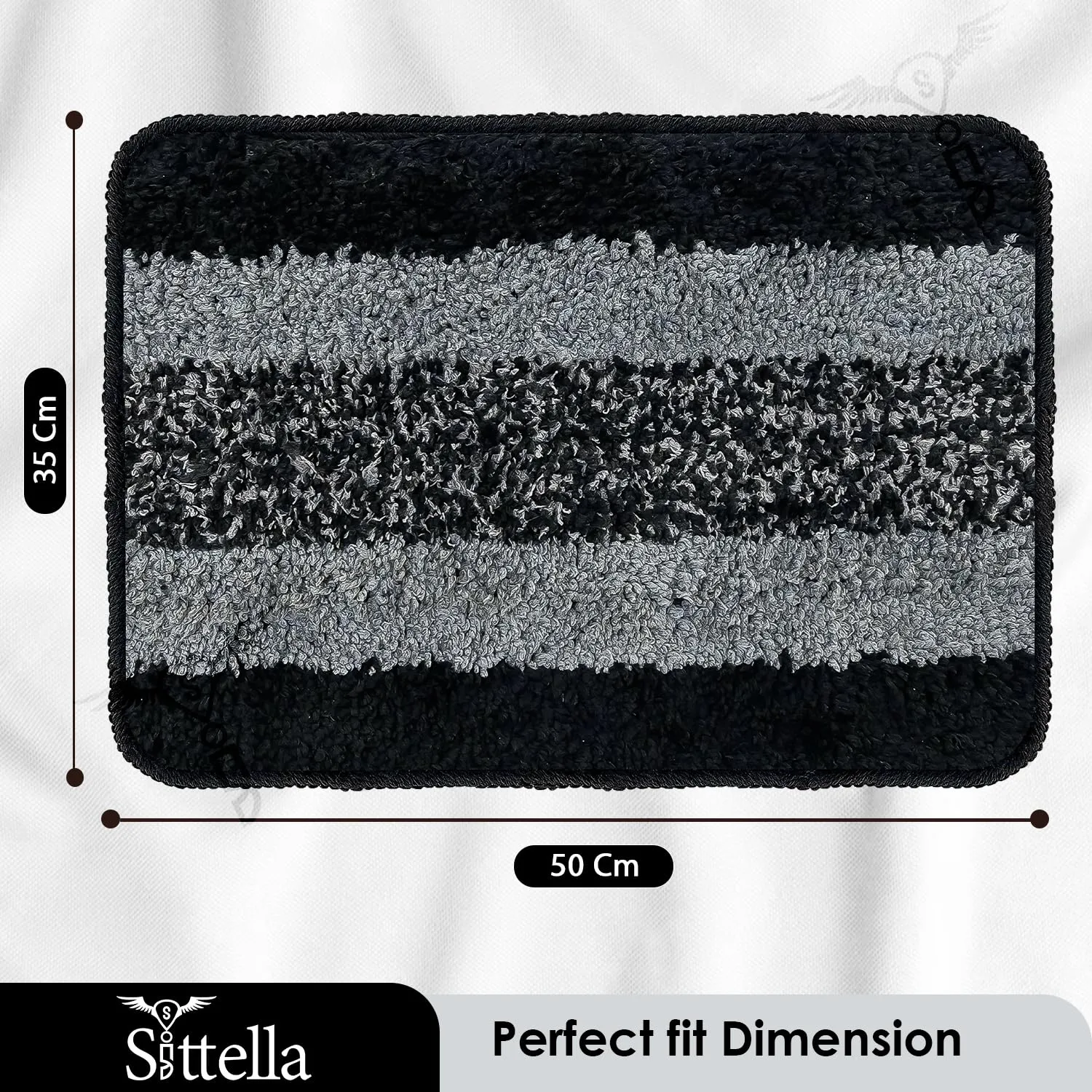 Anti-Skid Microfiber Bathroom Door Mat, Water Absorbent Floor mat (50X35cm) (Black)