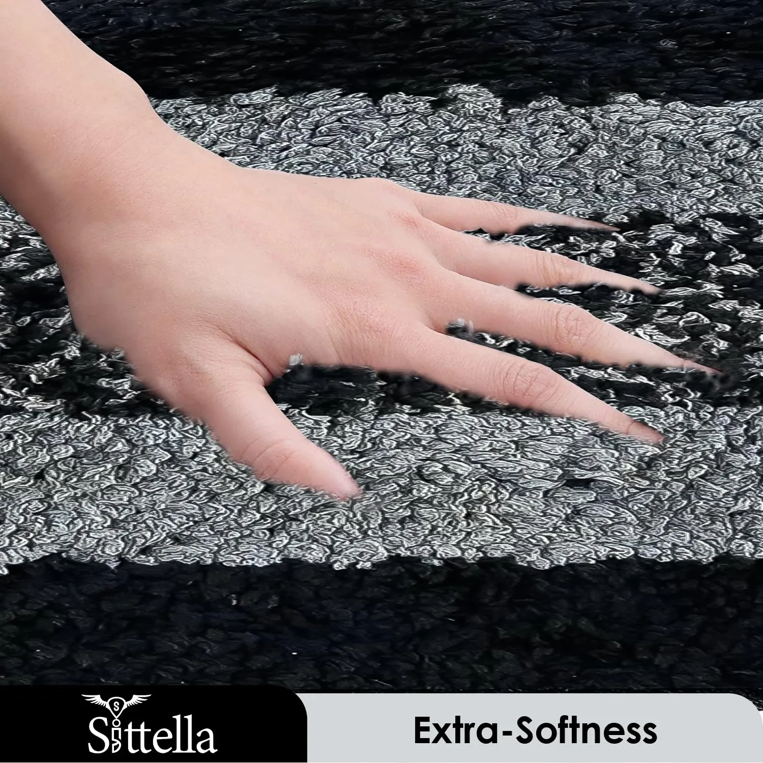 Anti-Skid Microfiber Bathroom Door Mat, Water Absorbent Floor mat (50X35cm) (Black)