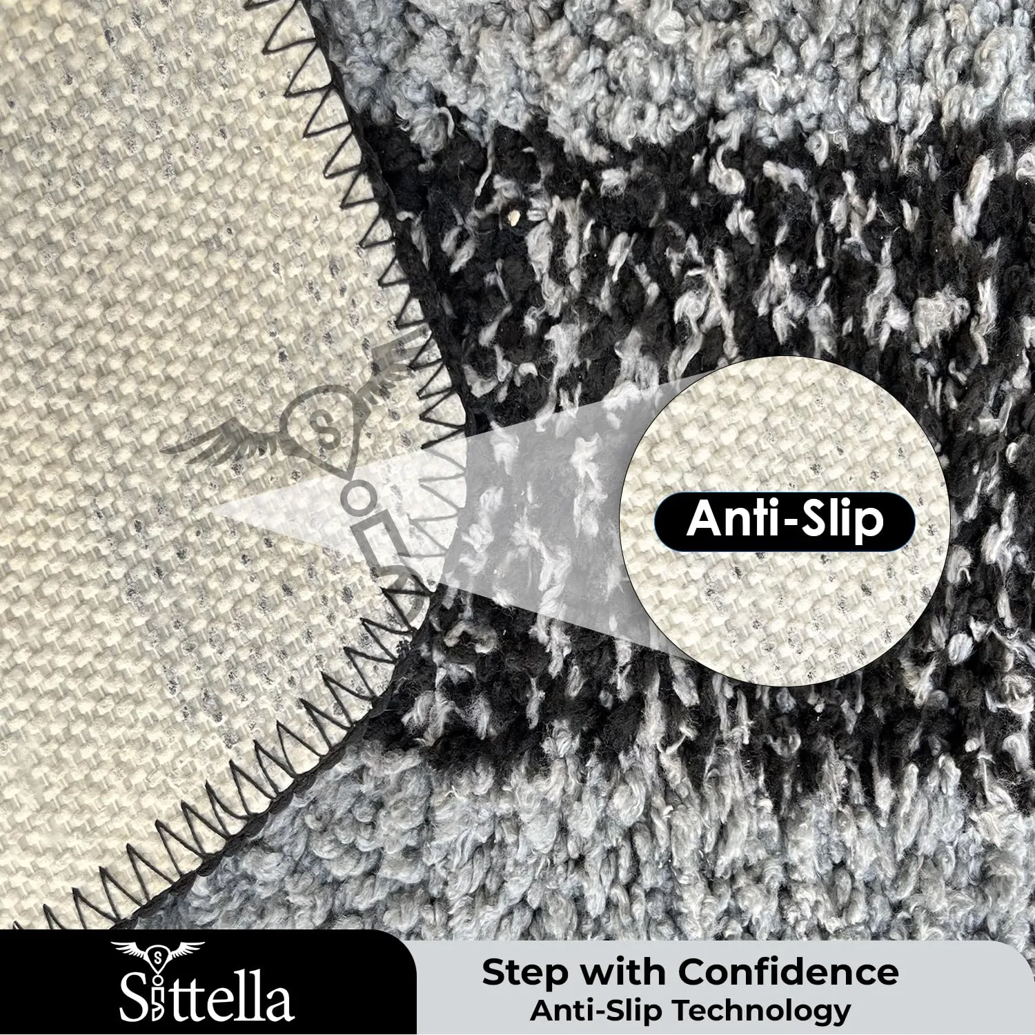 Anti-Skid Microfiber Bathroom Door Mat, Water Absorbent Floor mat (50X35cm) (Black)
