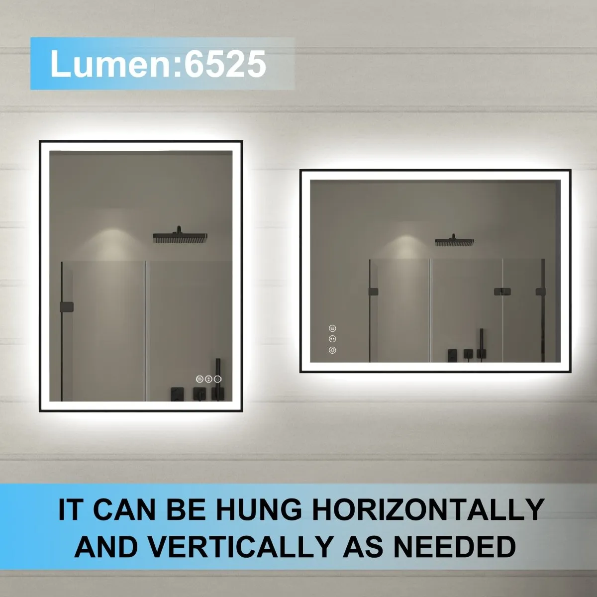 Apex-Noir 40"x30" Framed LED Lighted Bathroom Mirror