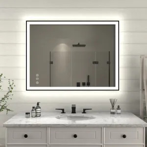 Apex-Noir 40"x30" Framed LED Lighted Bathroom Mirror