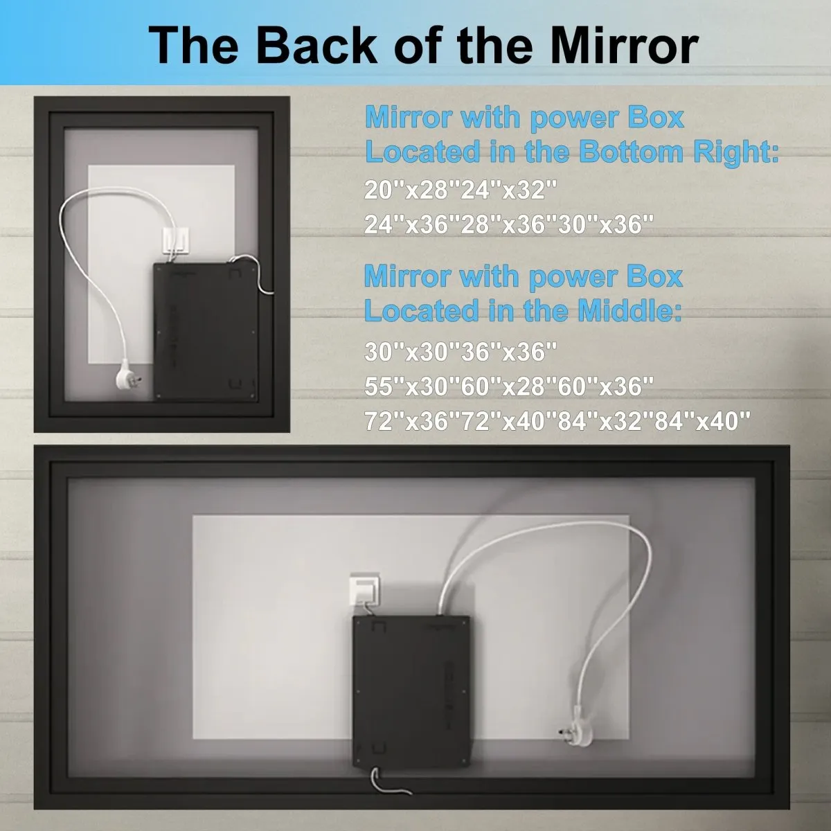 Apex-Noir 40"x30" Framed LED Lighted Bathroom Mirror