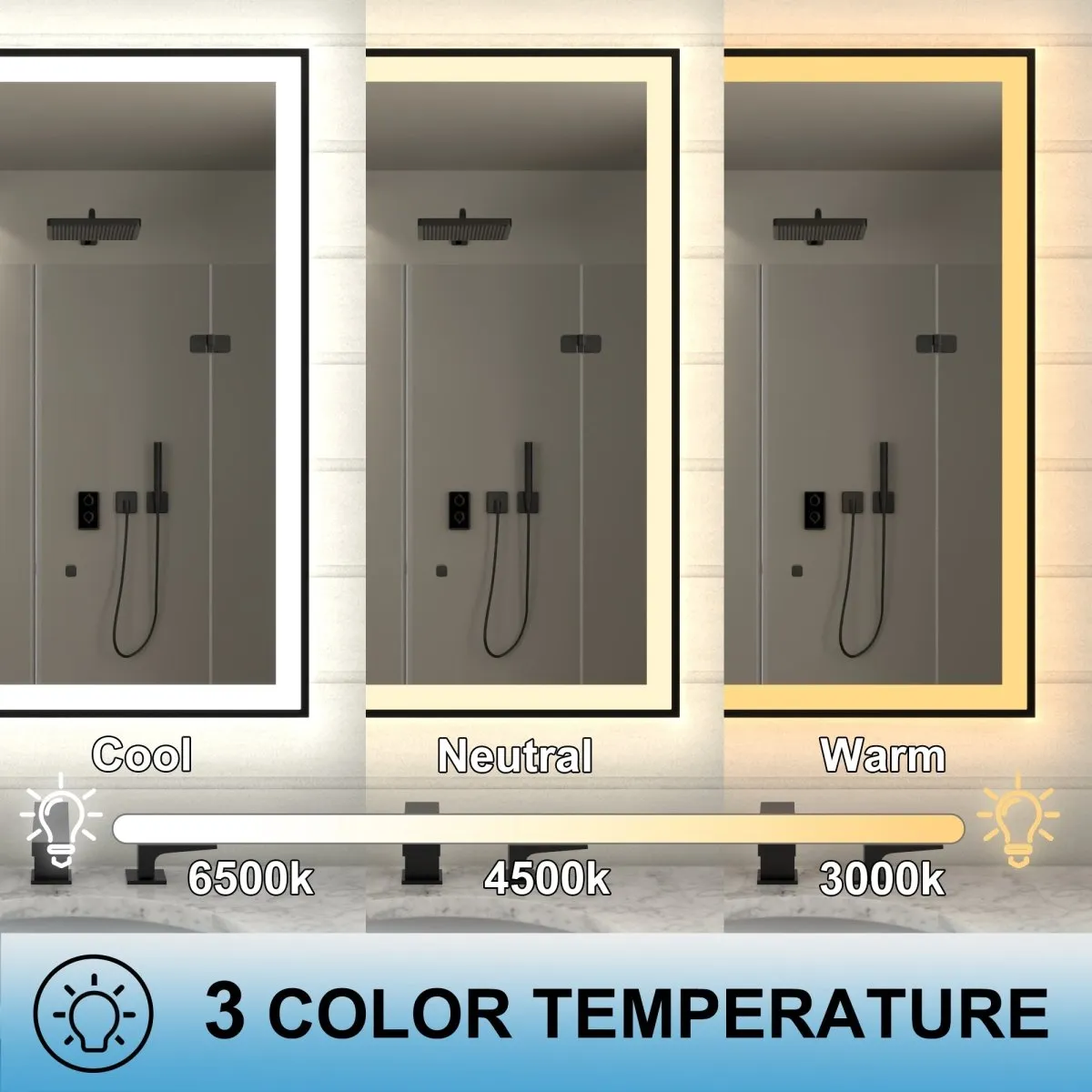 Apex-Noir 40"x30" Framed LED Lighted Bathroom Mirror
