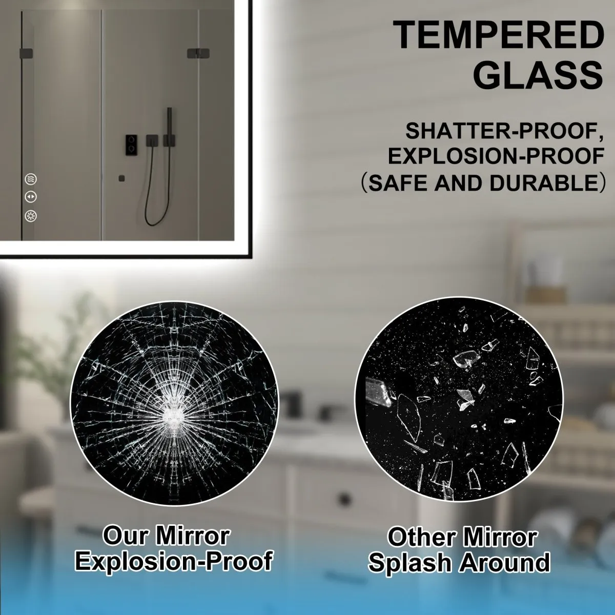 Apex-Noir 40"x30" Framed LED Lighted Bathroom Mirror