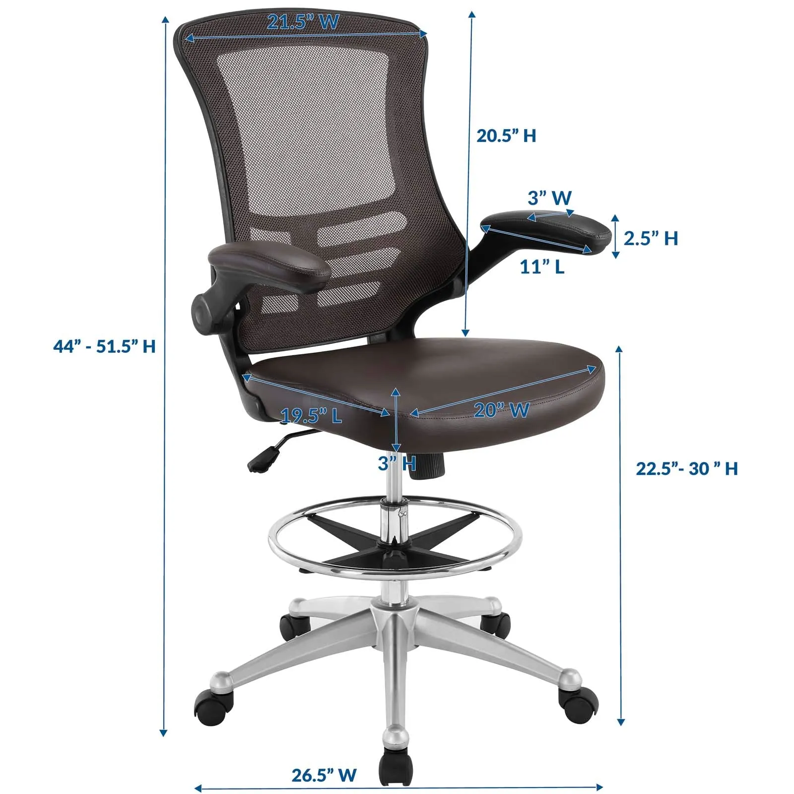 Attainment Vinyl Drafting Chair for Adjustable Height Standing Desks