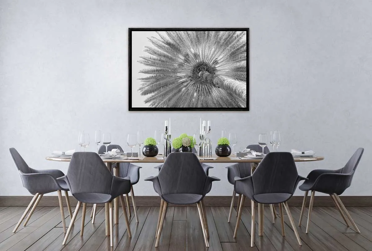 B&W Palm from Below | Canvas Wall Art Print