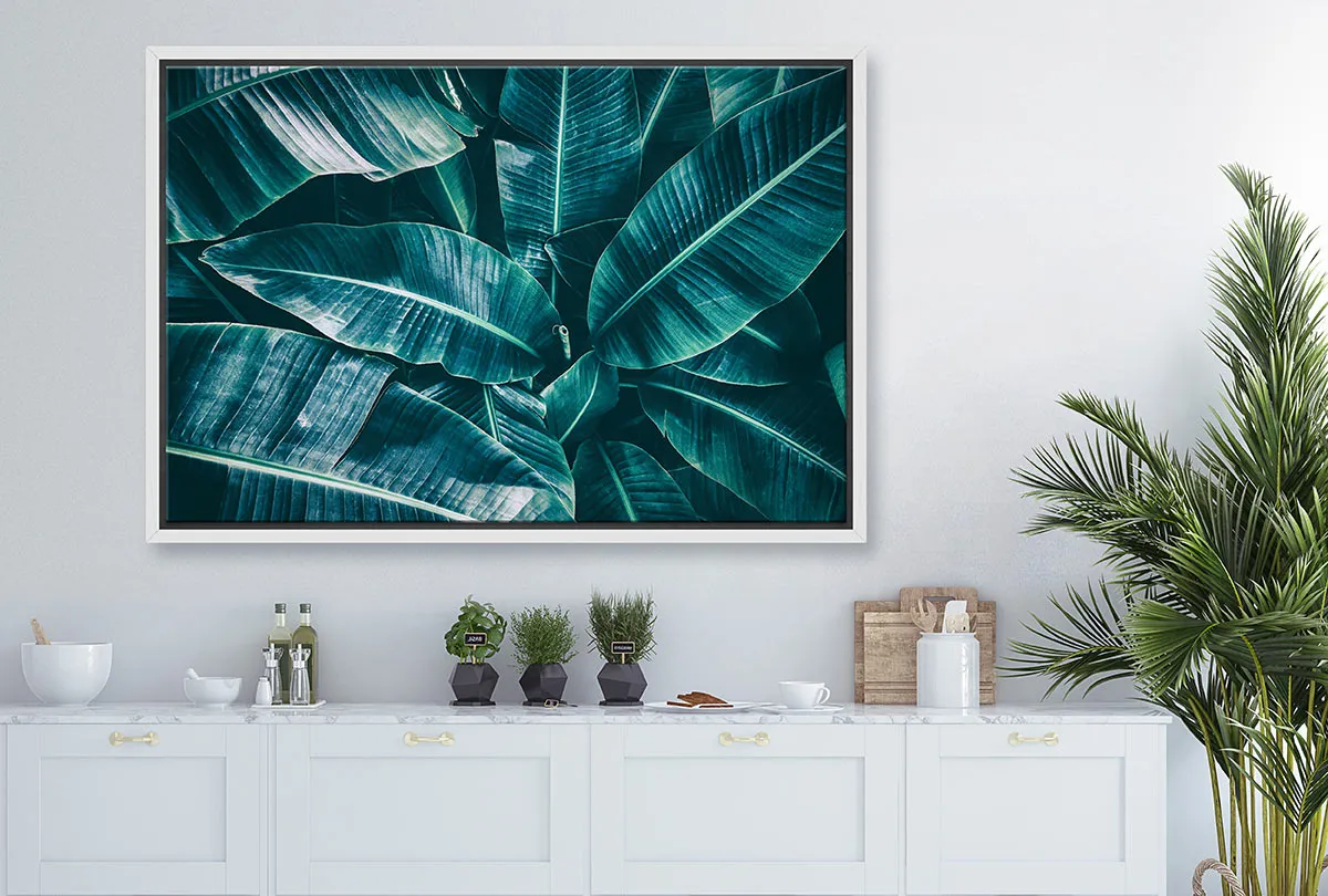 Banana Leaves Blue Tone | Canvas Wall Art Print