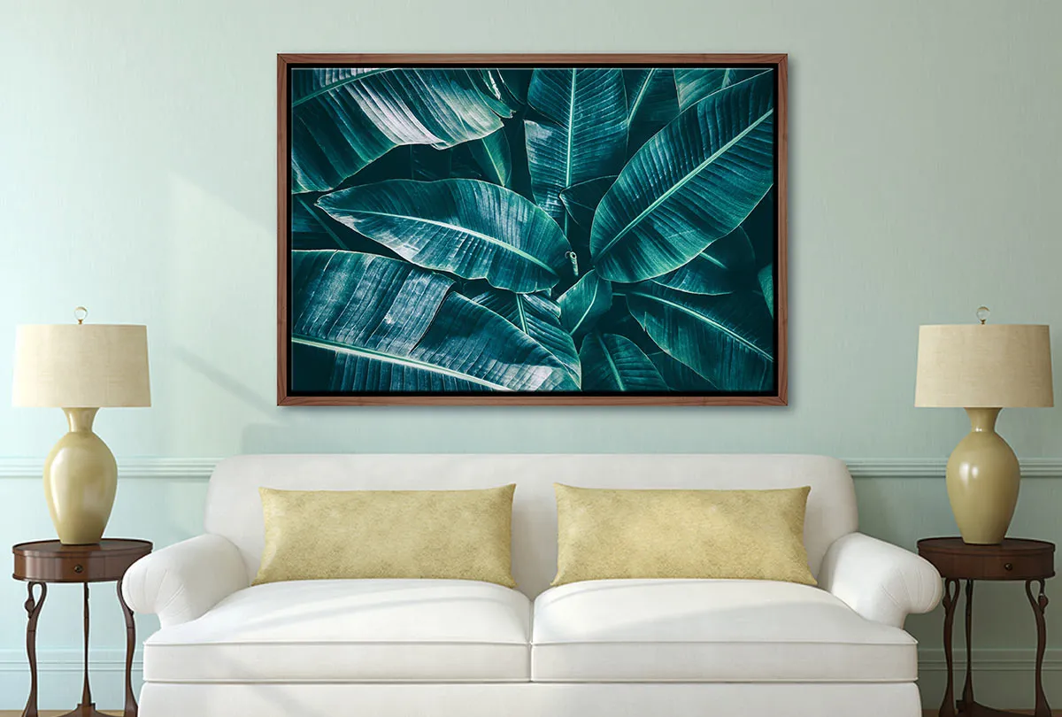 Banana Leaves Blue Tone | Canvas Wall Art Print