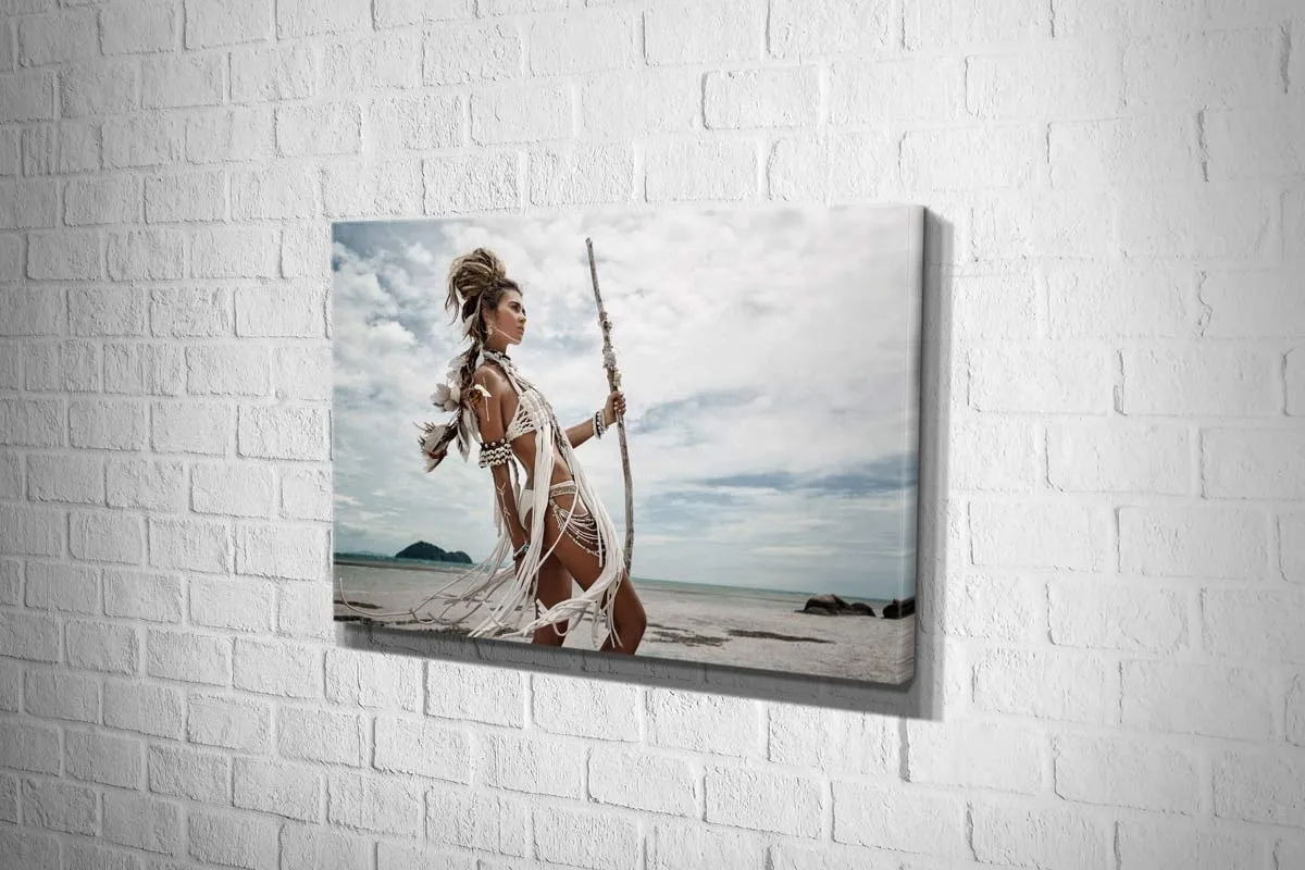 Beachside Bohemian Woman | Canvas Wall Art Print