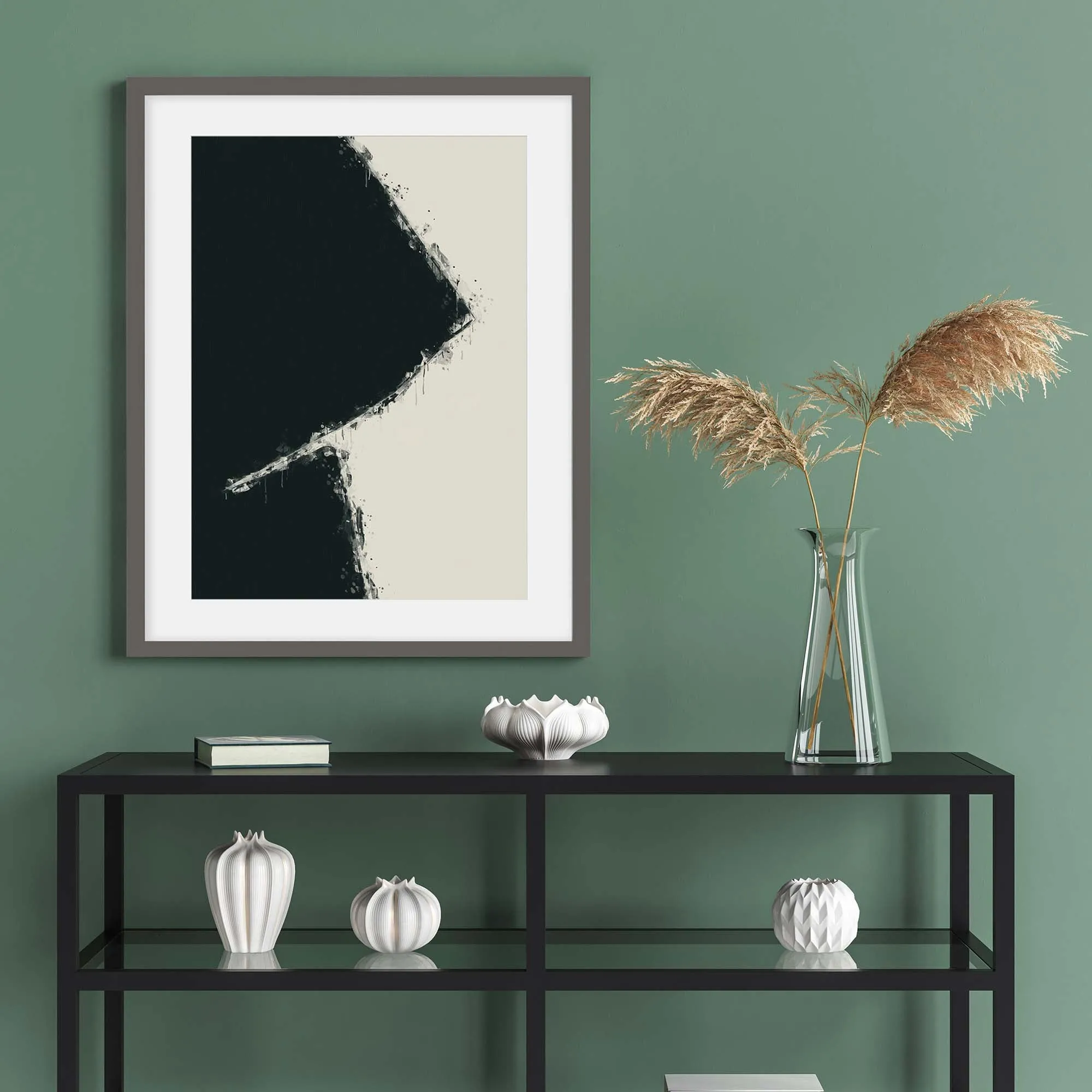Black Geometric Shape Framed Art