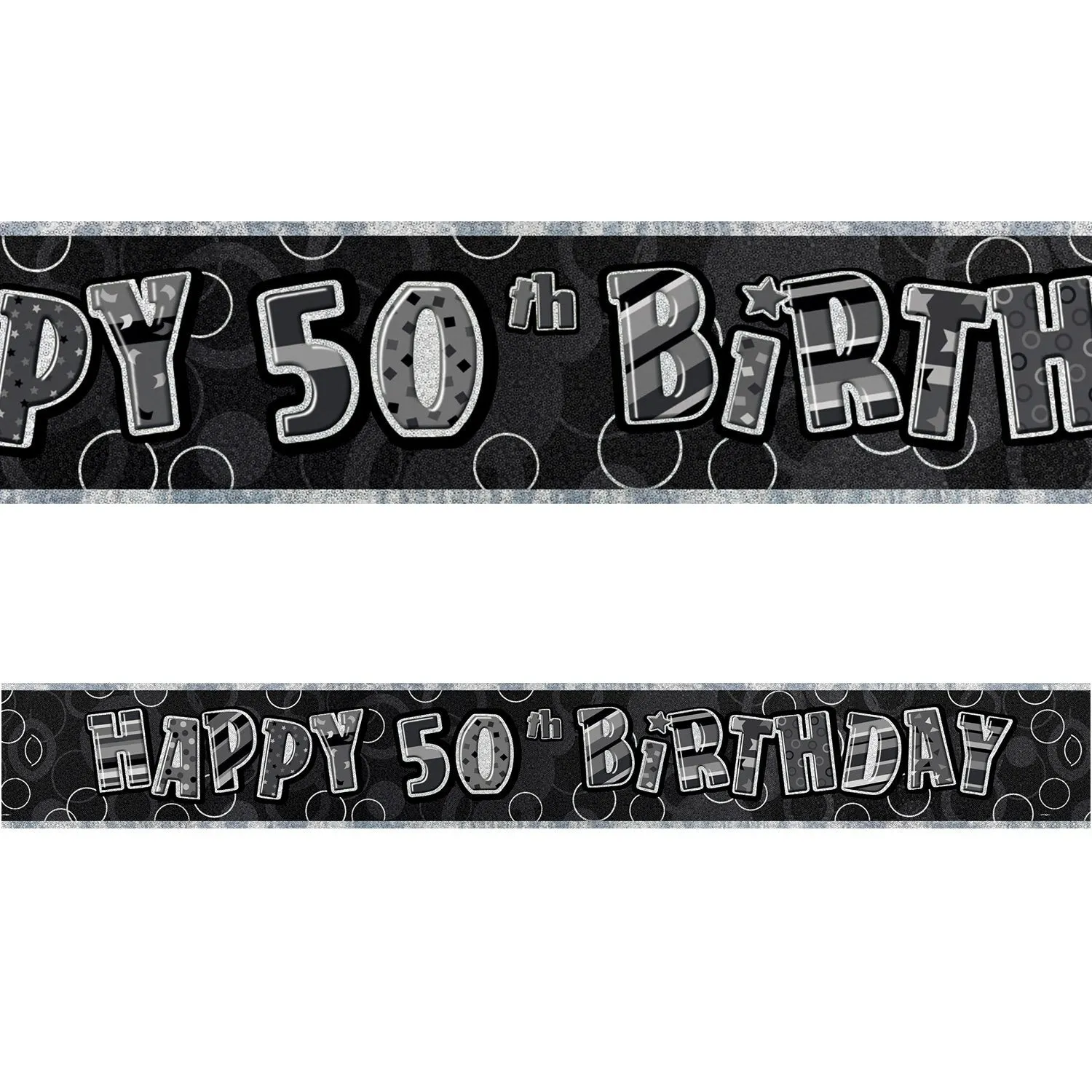 Black Glitz 50th Birthday Foil Banner 3.6m