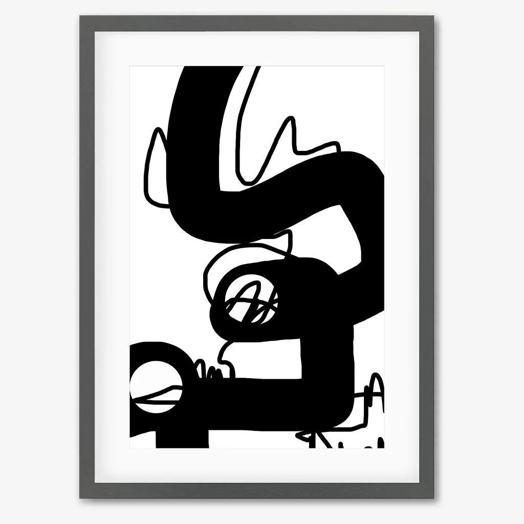 Black Graffiti Abstract Framed Art
