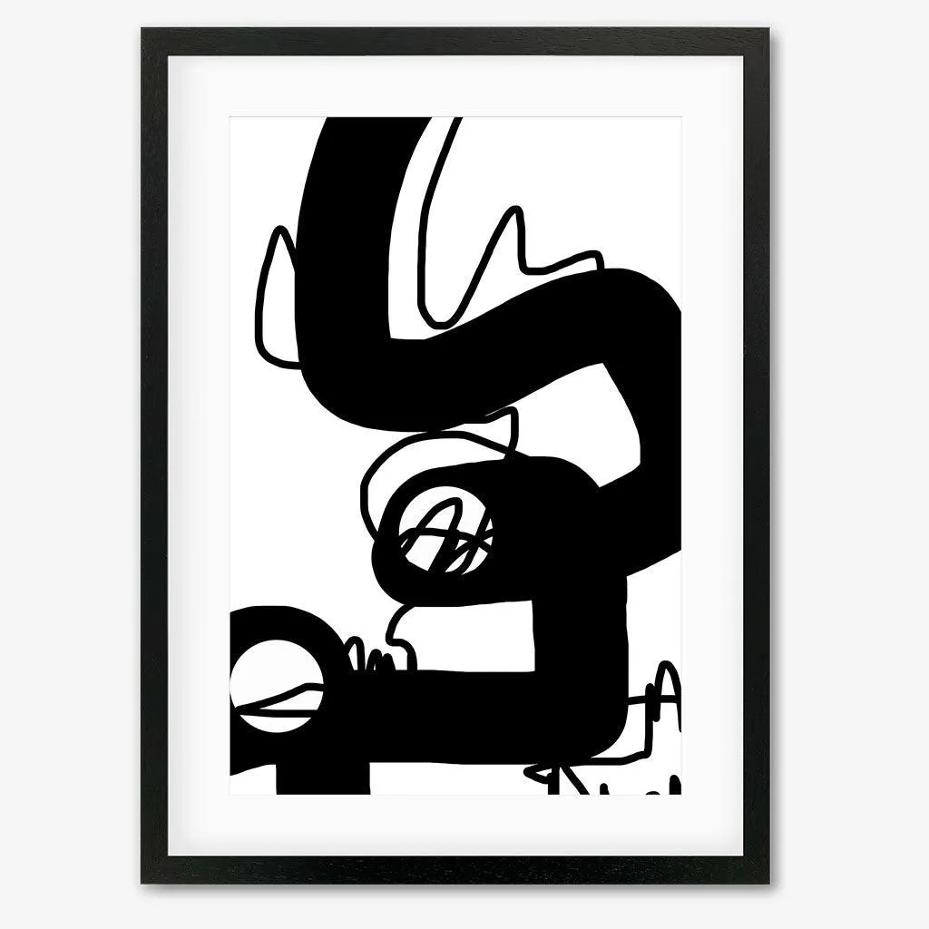 Black Graffiti Abstract Framed Art