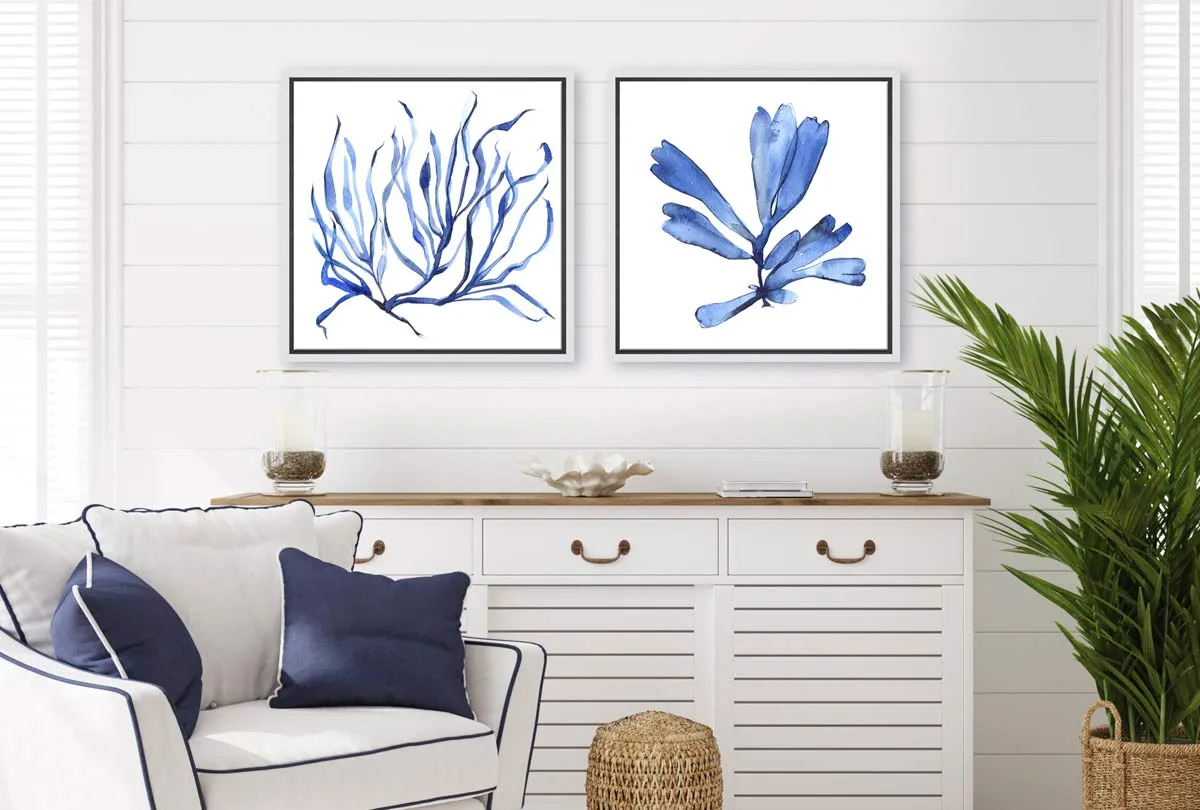 Blue Seaweed 3 | Hamptons Canvas Wall Art Print