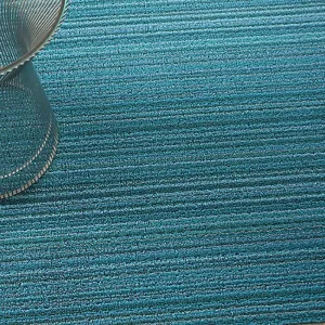 Chilewich Shag Skinny Stripe Floormat Turquoise