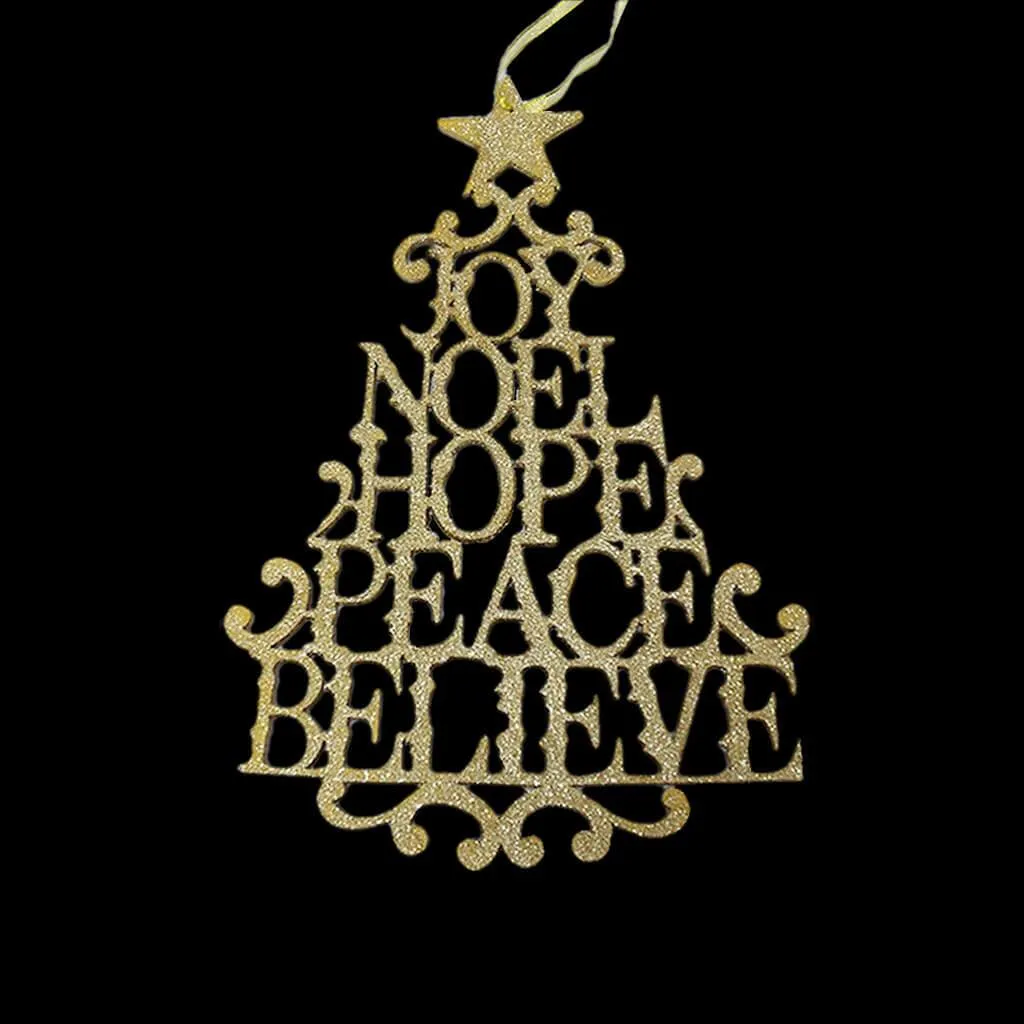 Christmas Words Wall Tree Gold 2 Assorted