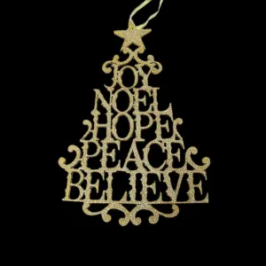 Christmas Words Wall Tree Gold 2 Assorted