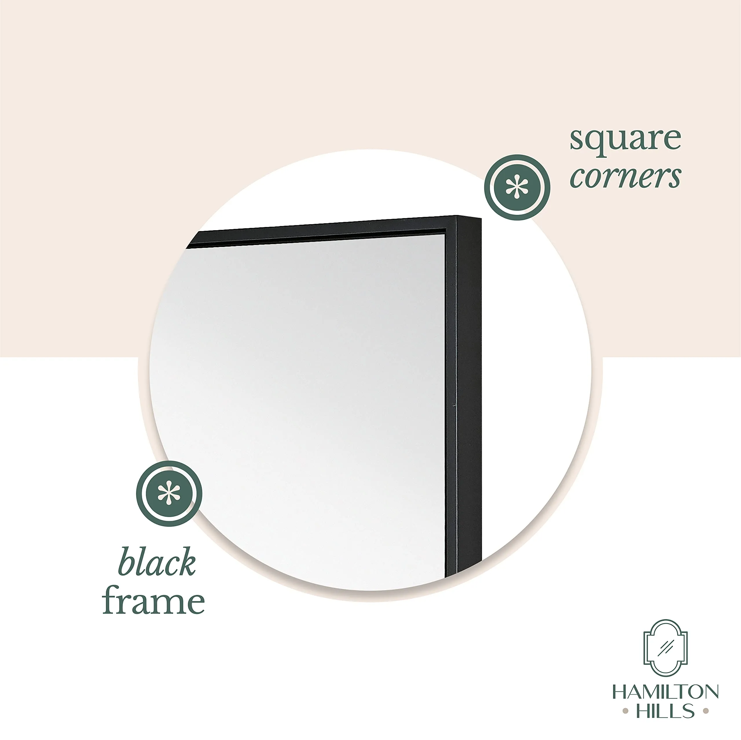 Clean Large Modern Black Frame Wall Mirror 30" X 40" Contemporary Premium Silver Backed