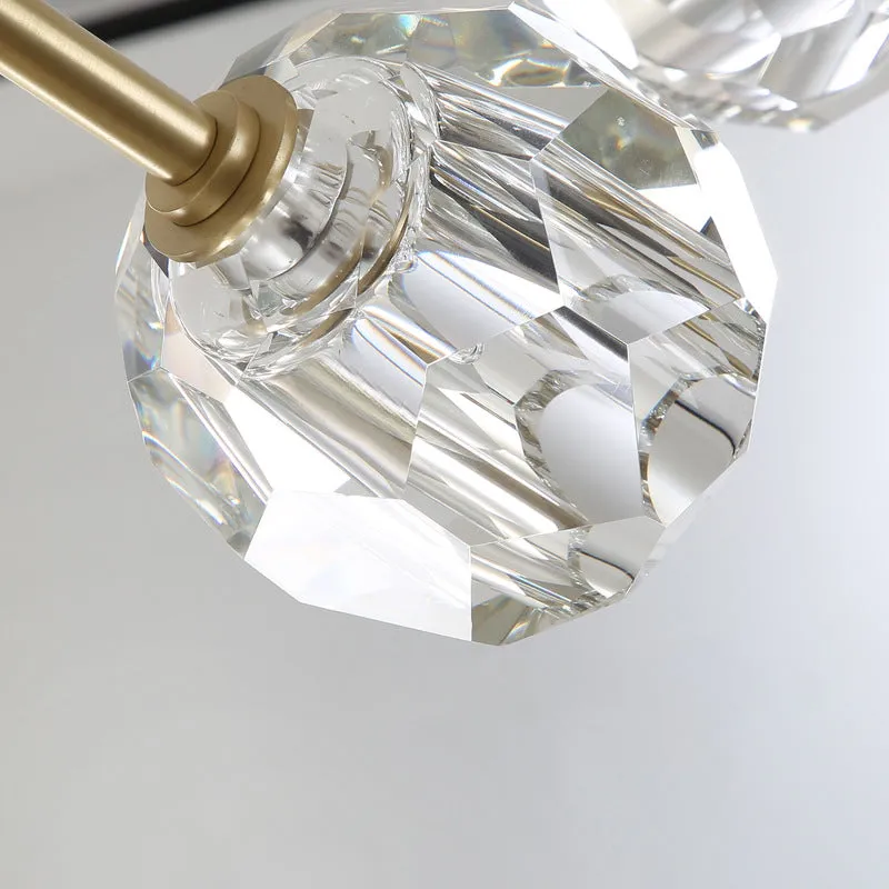 Clear Crystal Dome Wall Light Fixture - Modern Brass Finish, 1/2-Light, Living Room Lamp