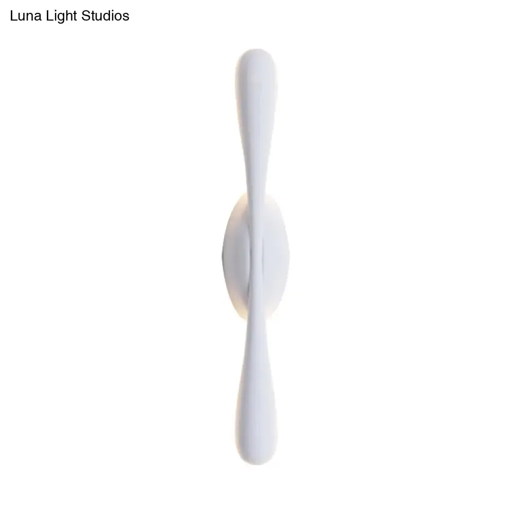 Contemporary LED Vanity Light for Living Room - Linear Wall Sconce Lighting in White Metal