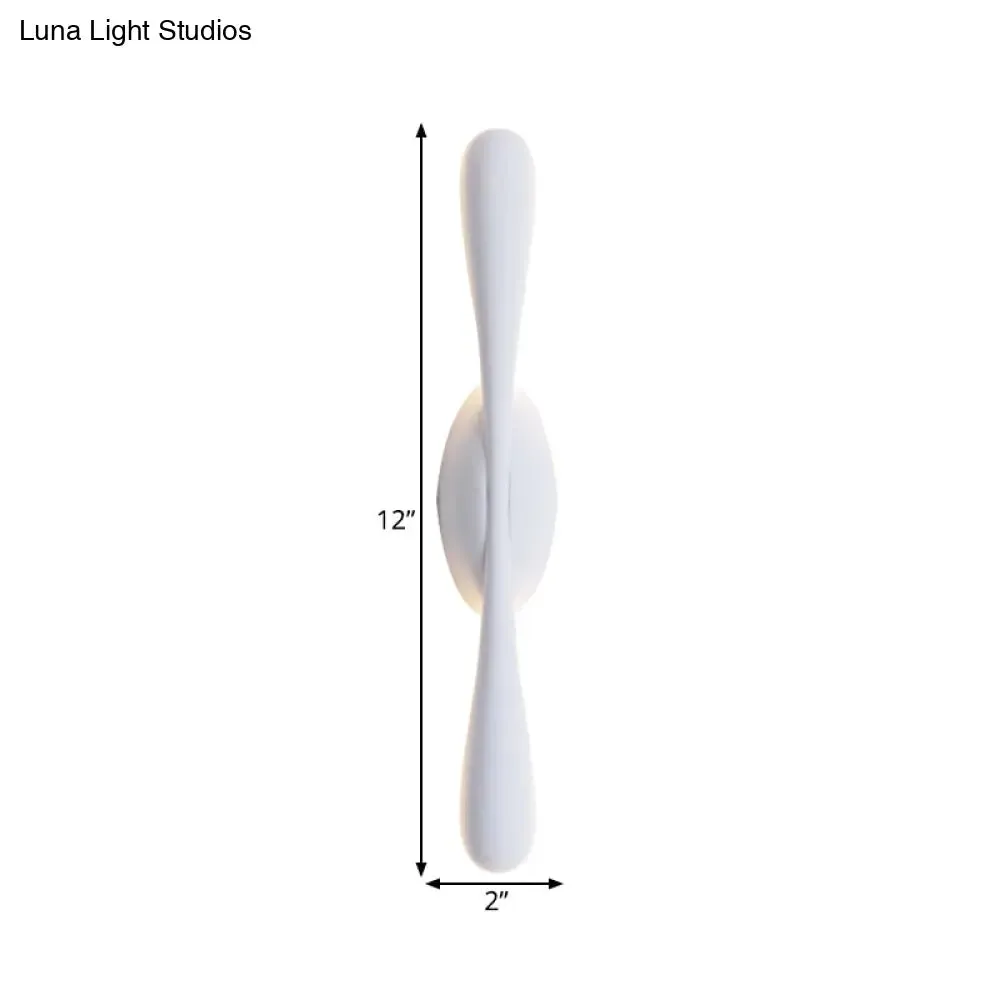 Contemporary LED Vanity Light for Living Room - Linear Wall Sconce Lighting in White Metal