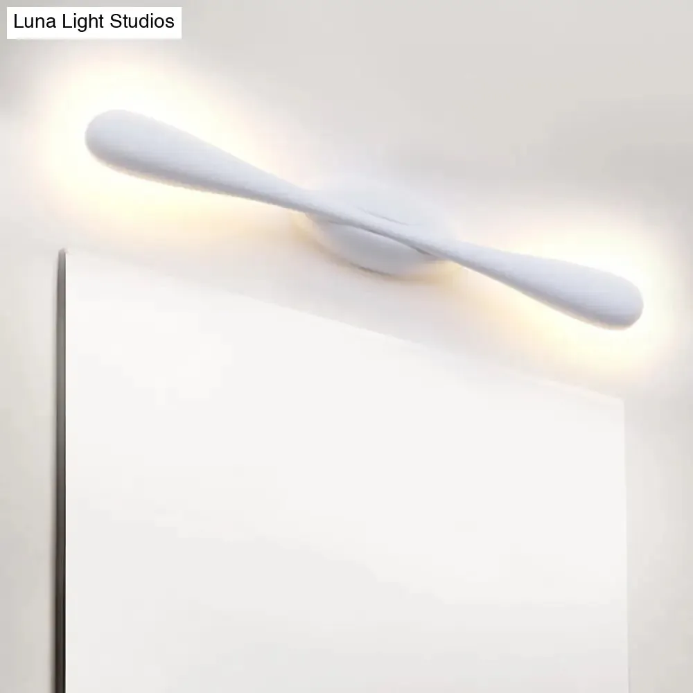 Contemporary LED Vanity Light for Living Room - Linear Wall Sconce Lighting in White Metal