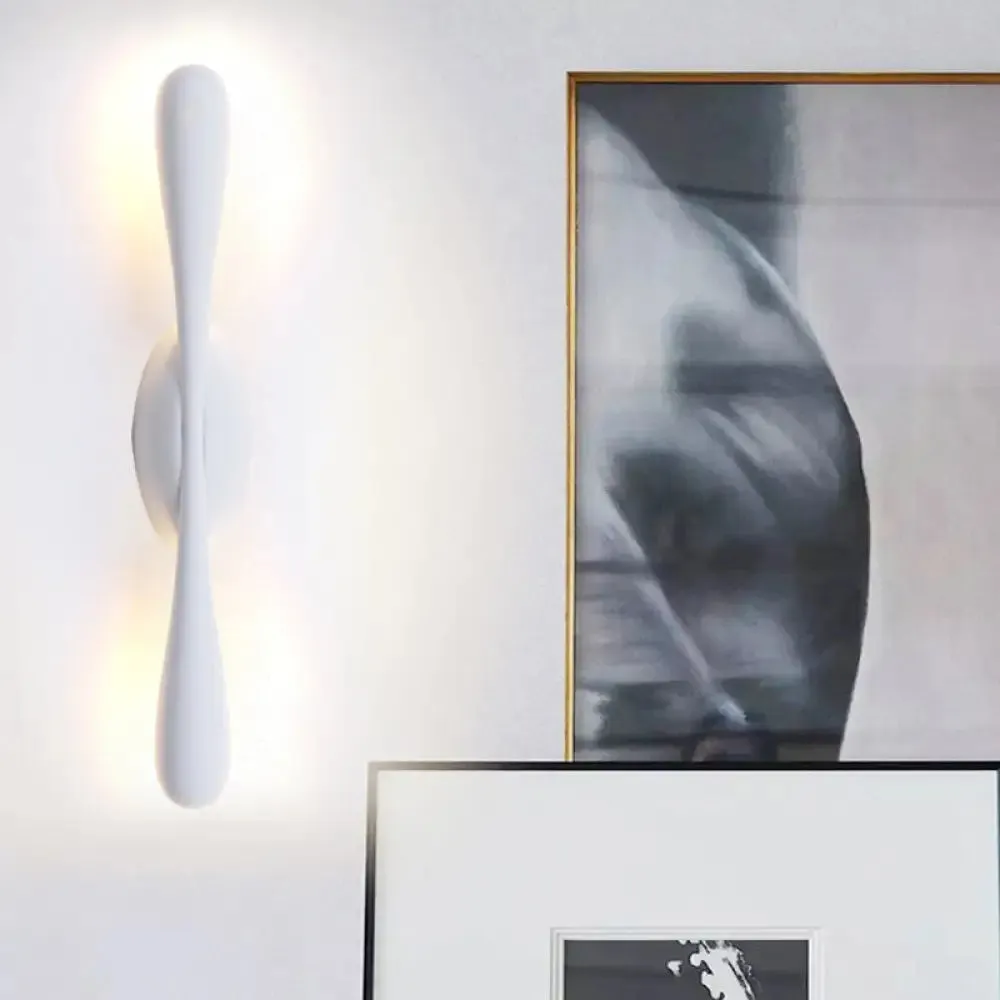 Contemporary LED Vanity Light for Living Room - Linear Wall Sconce Lighting in White Metal