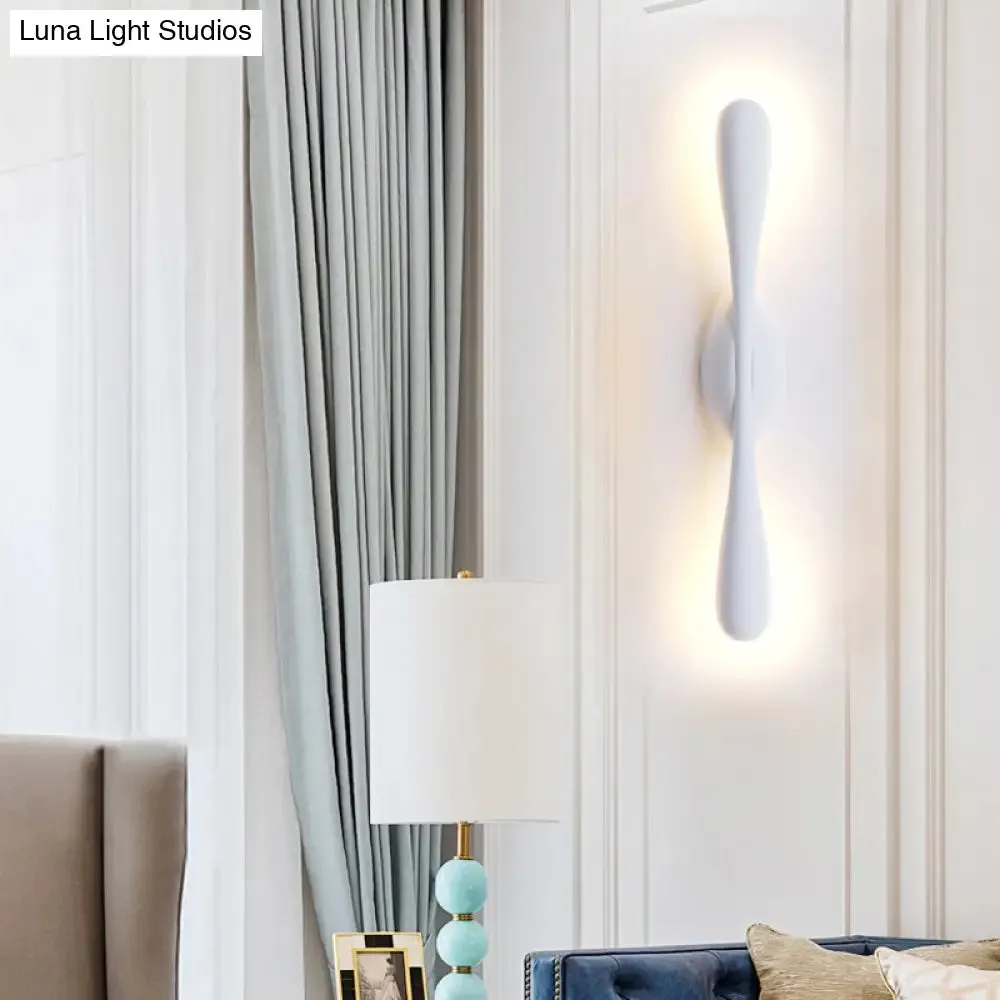 Contemporary LED Vanity Light for Living Room - Linear Wall Sconce Lighting in White Metal