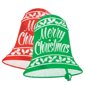 Glittered Christmas Bell Signs