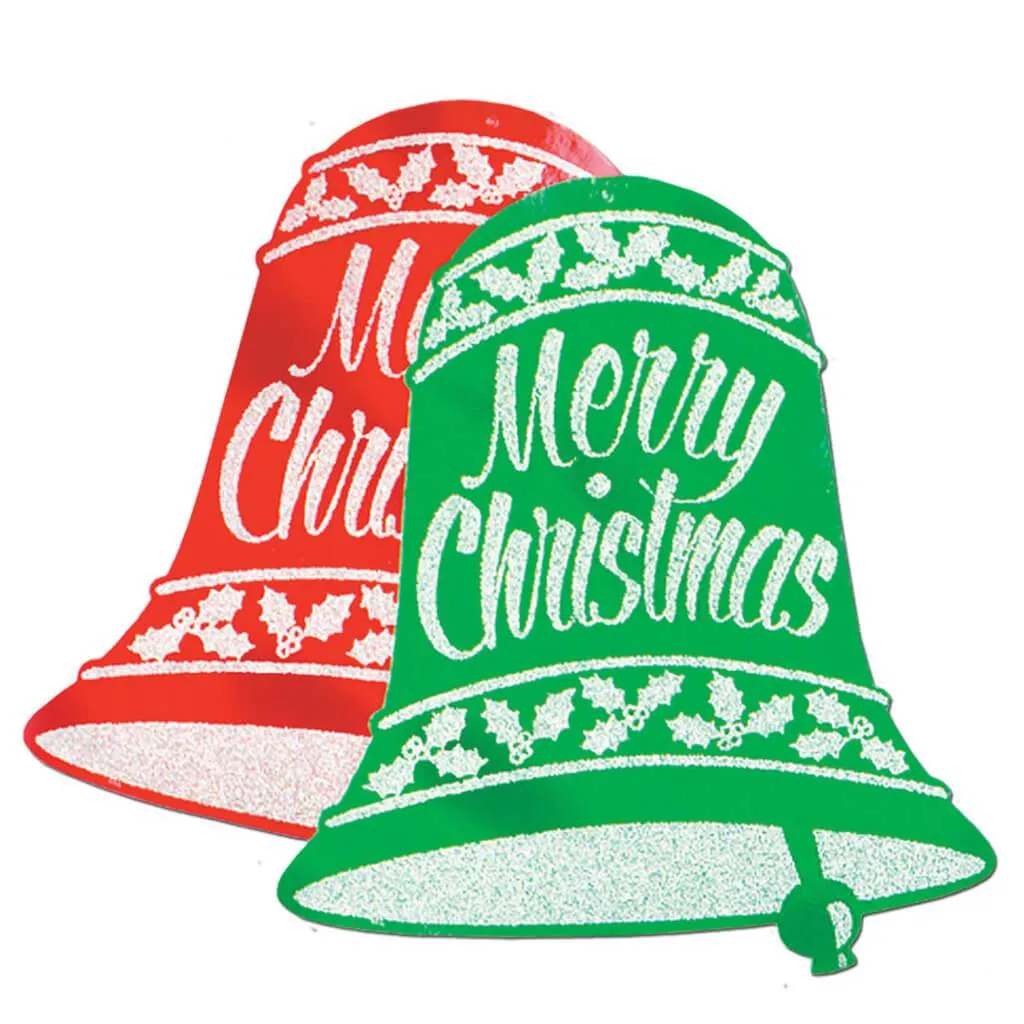 Glittered Christmas Bell Signs