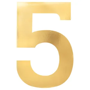 Gold Small Foil Board Cutouts Number 5 23cm 6pk
