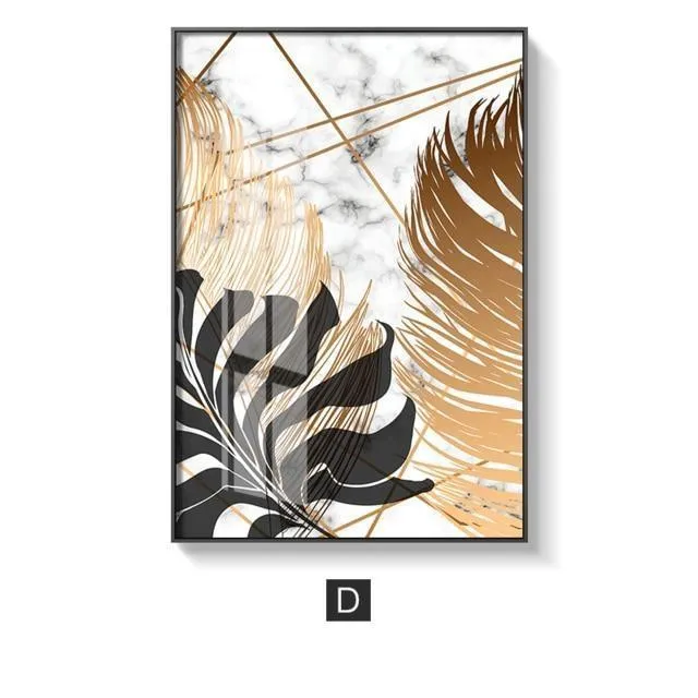 Golden Leaf Wall Art Prints